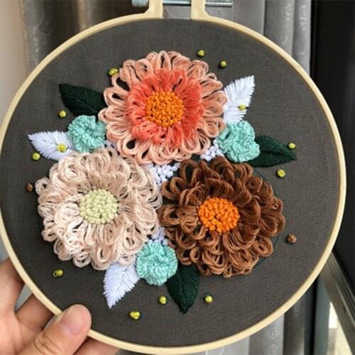3D Embroidery Flower Materials Package Stereo Cross Stitch Kits Handcraft bordado Beginner Embroidery Kits DIY Supplies