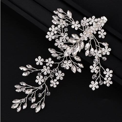 New The Europe and The United States Beam Hair Clip Luxurious Shiny Full Rhinestone Flower Decoration Fashion Bride Clip LXH