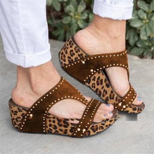 New summer large size leopard print womens sandals, size 35-43
