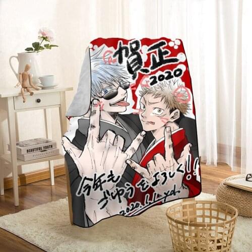 Anime Jujutsu Kaisen Throw Blanket Personalized Blankets On For The Sofa/Bed/Car Portable 3D Blanket For Kid Home Textile Fabric
