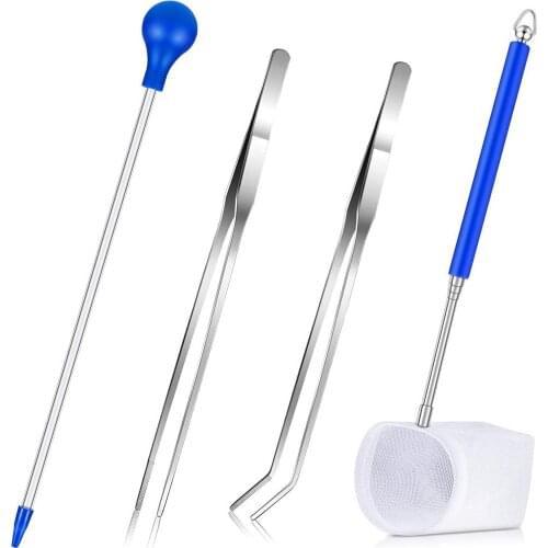 4 Pcs Aquarium Tweezer Acrylic Fish Reef Feeding Tube Cleaning Tool for Aquarium Fish Tank Pond