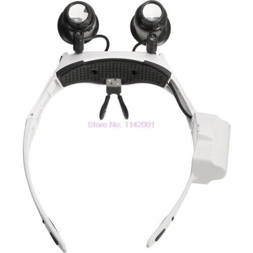 20set Glasses Magnifier With 2 LED Lights 6 Replaceable Lenses 10X 15X 20X 25X LED Magnifying Glass Illuminated Magnifier Loupe