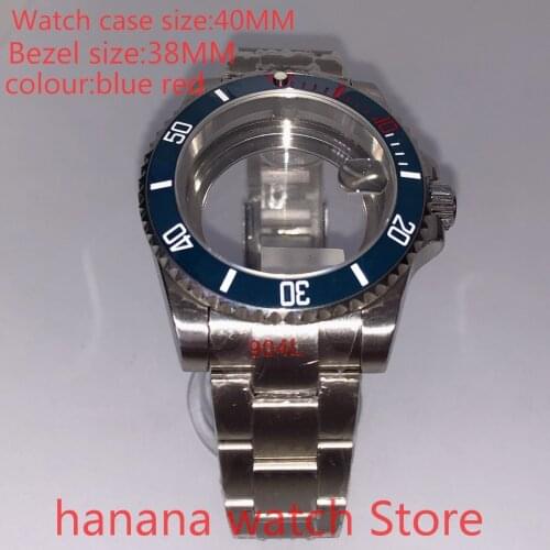 Suitable for NH35 36 Mingzhu2813 Miyata automatic chain 40mm stainless steel case transparent cover ceramic Bezel blue red