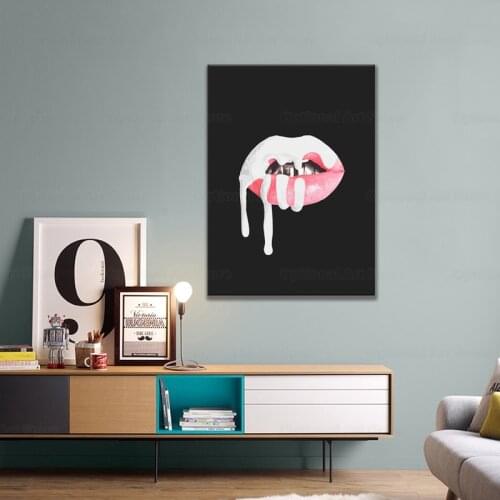 Sexy Lipstick Poster American model actress Kylie Wall Art Canvas Painting Prints Wall Pictures Lip Sense Poster Makeup Wall Art