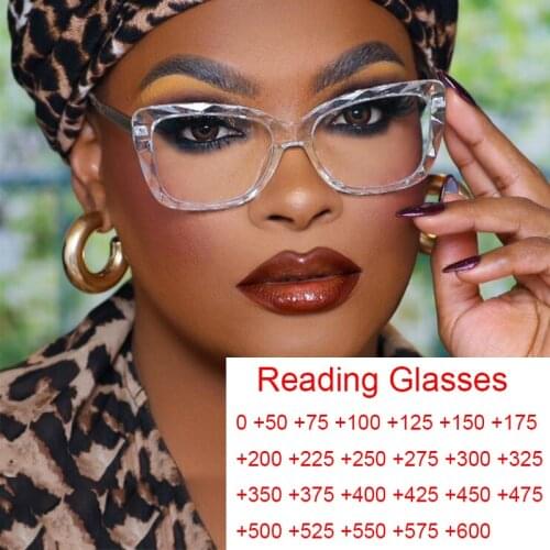 Transparent Computer Glasses Square Anti Blue Light Reading Prescription Glasses Ladies Retro Womens Glasses Spectacle Frames