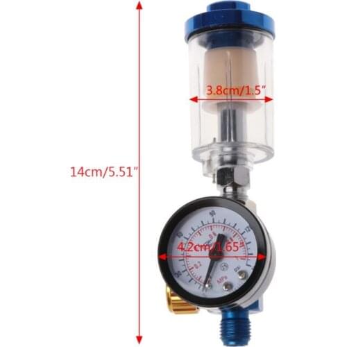 Air Pressure Regulator Gauge Spray Gun In-Line Water Oil Trap Filter Separator Kit Tools