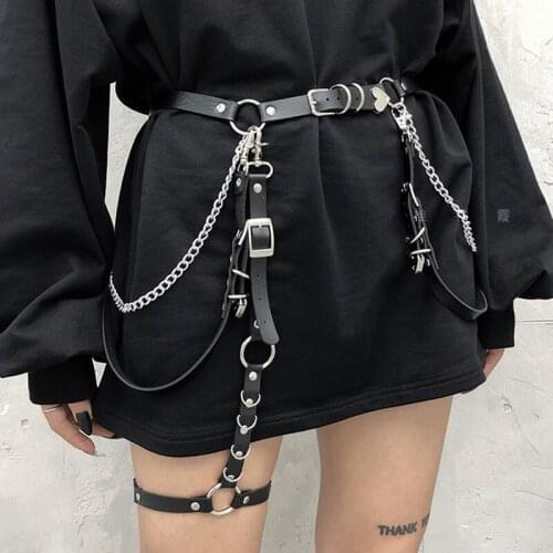 Belts for women Japanese harajuku girl Hiphop Rock Sexy Jeans Punk goth style with JK skirt heart belt waist chain ankle loop
