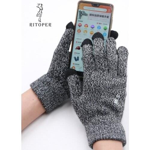 RITOPER Winter And Fall Unisex Knitted Gloves Touch Screen Couple Warm Cold Protection Fashion Multiple Colour Gloves Affordable