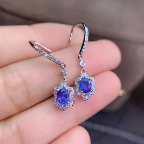 The Best Wedding Gift Tanzanite Earring Natural And Real 925 sterling silver Tanzanite Earring