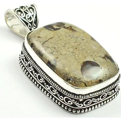 Turtella Jaspers Pendant Silver Overlay over Copper , 51 mm, P3879