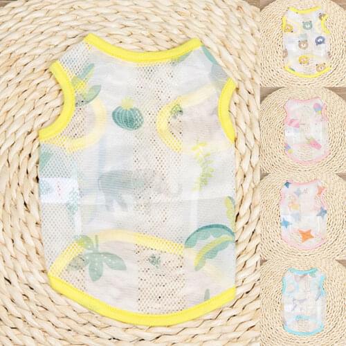 Mesh Dog Cooling Vest Summer Cute Printed Puppy Pet Vest Breathable Sunscreen Cat Sleeveless Shirt Casual Fashion Dog Vest