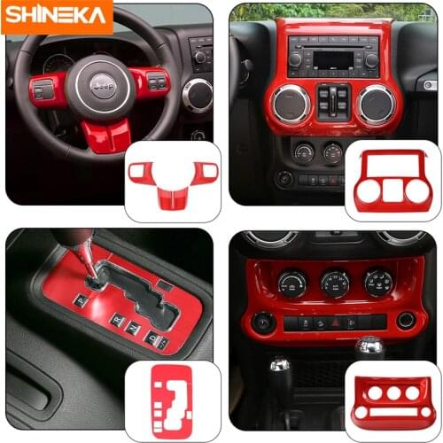 SHINEKA Car Interior Center Console Steering Wheel Gear Shift Decoration Stickers For Jeep Wrangler JK 2011-2017 Car Styling