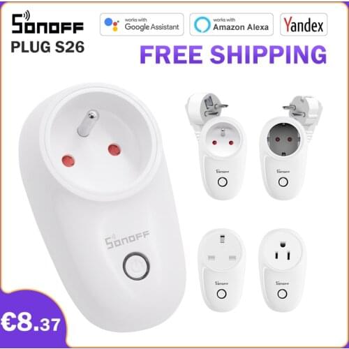 Sonoff S26 WiFi Smart Socket Plug Real Timer Switch Remote Control For eWelink APP Compatible with Alexa Google Home Assistant