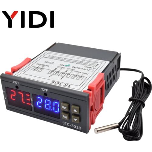 STC-3018 LED Digital Microcompute Temperature Controller Thermoregulator Relay Heater Cooler 'C/'F Display Incubator Thermostat