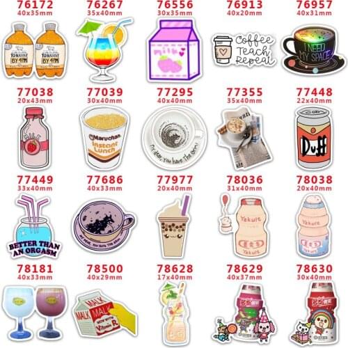 DIY Craft Supplies Sewing Accessories Cartoon Drinks Printed Planar Resins Mold 30 Pieces. PR-76172