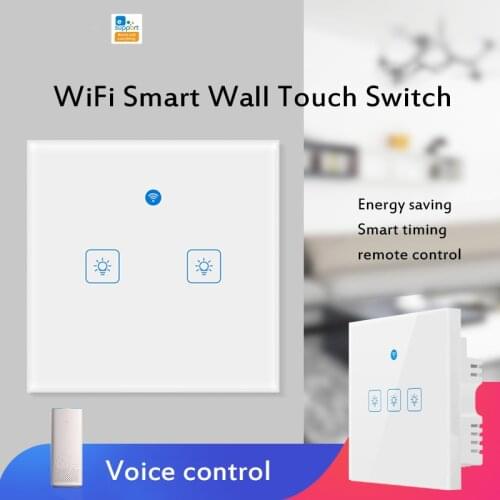 EWelink WIFI Smart Switch Single Fire Wire Wall Light Switch 1/2/3 Gang UK Remote Contorl Switch Voice Control For Alexa/Echo