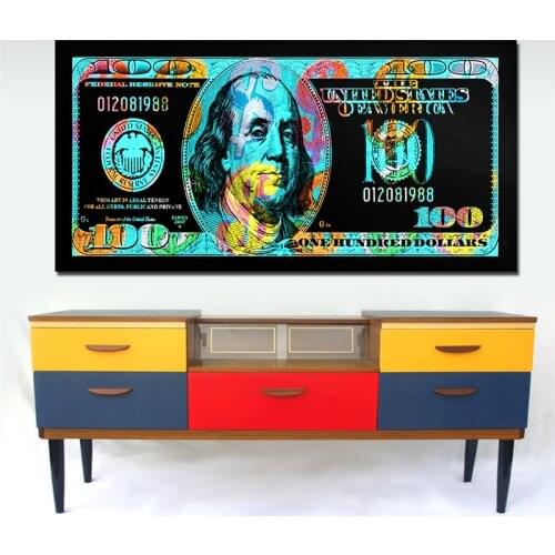 Inspirational Artwork Dollar Canvas Art Posters and Prints Abstract Money Canvas Paintings for Modern Wall Art Cuadros Pictures