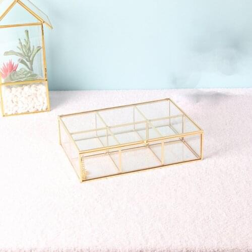 Vintage Golden Jewellery Organizer Lidded Metal Clear Display Lipstick Perfume Necklace Storage Dresser Countertop Decor