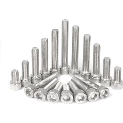 50pcs M2 DIN912 304 Stainless Steel Hexagon Socket Head Cap Screws Inner Hex Socket Bicycle Bolt Metric Thread Allen