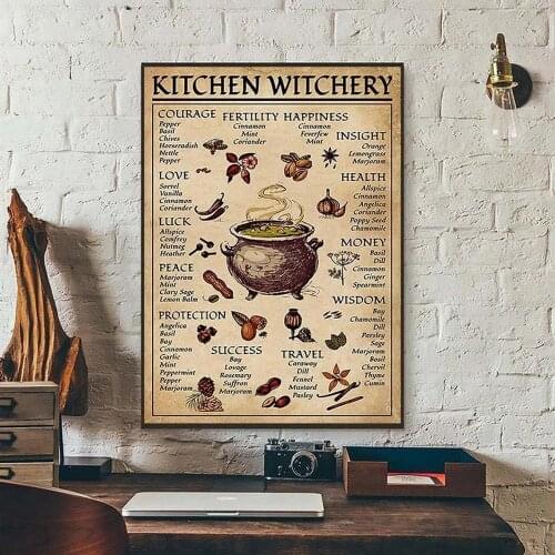 Kitchen Witchery Funny Posters and Prints Decoration Wall Pictures Witches Magic Knowledge Art Painting Gifts Home Decor