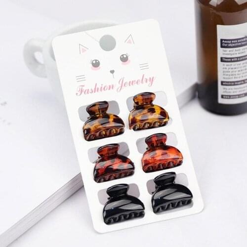 Leopard Print Small Grab Clip 6 Card Pack Plastic Small Hair Crab Claw Women Girls Hairpin Barrettes Hair Accessories Headwear