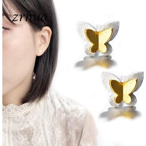 ZRHUA Newest Collection 925 Sterling Silver Butterfly Dream Exquisite Stud Earrings for Women Gold/Silver Color Jewelry Brincos