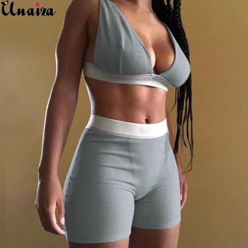 UNAIZA Female Suit 2020 New Fashion Womens New V-neck Sports Yoga Suit Women Slim Two-Piece Solid Color Casual Sleeveless Vest