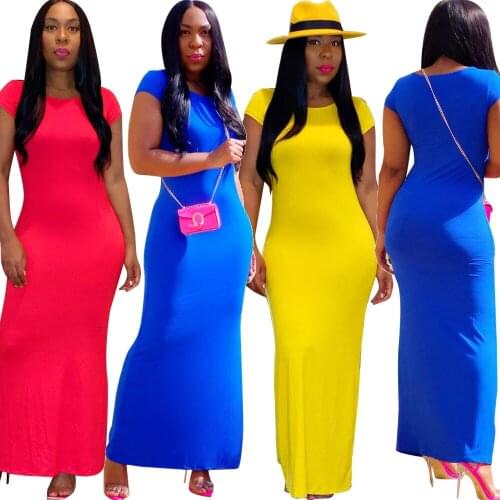 Women Neon Color Long Dress Short Sleeve Bodycon T Shirt Dress Women O Neck Dresses 2020 Spring Summer Skinny Long Streetwear
