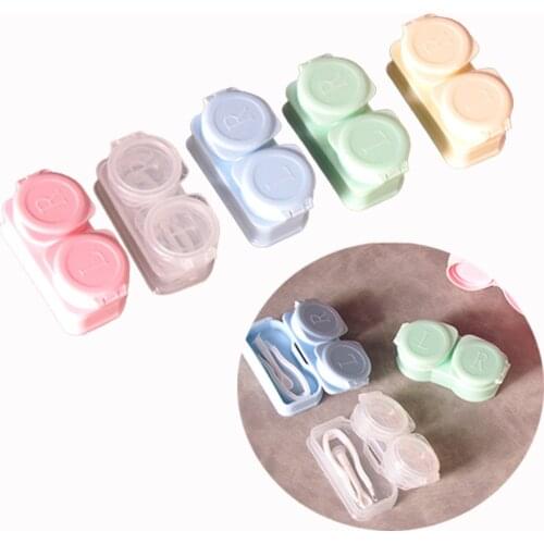 1 Pc Macaron Push-type Contact Lens Case Travel Portable New Clamshell Double Box Invisible Companion Box Cosmetic Contact Box