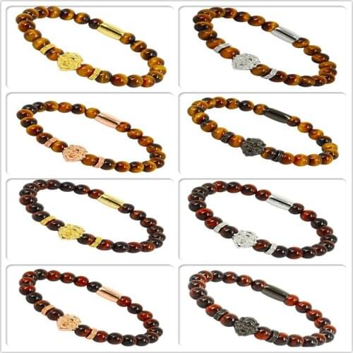 100% New Brand Fashion Men Beaded Bracelets 8mm Natural Tiger Eye Stone Beads Strand Bracelets Friendship Gift Wholesale