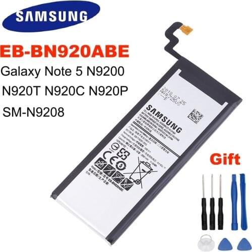 100% Original Replacement Battery EB-BN920ABE For Samsung Galaxy Note 5 N9200 N920t N920c Note5 SM-N9208 N9208 3000mAh + Tools