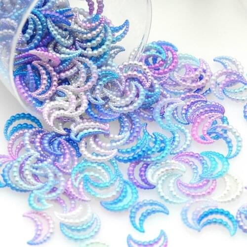 100PCS 10mmX14mm ABS Unicorn Color Crescent Moon Cabochons|Scrapbooking Supplies|Party Decoration Confetti|DIY Craftting