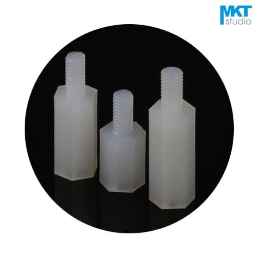 100Pcs M3*20/22/25/30mm +6 Male Nylon Hex-Cylindrical Pillars Nuts Bolt