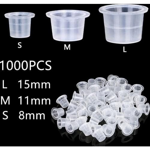 1000Pcs Plastic Microblading Tattoo Ink Cups Cap Pigment Clear Holder Container 8mm 11mm 15mm Medium Size For Tattoo accessories