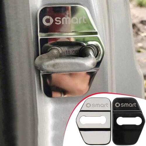 2pcs Car Door Lock Cover Logo Badge Protection Sticker Stainless Steel Car Styling For Smart 450 Fortwo 1998- 2007