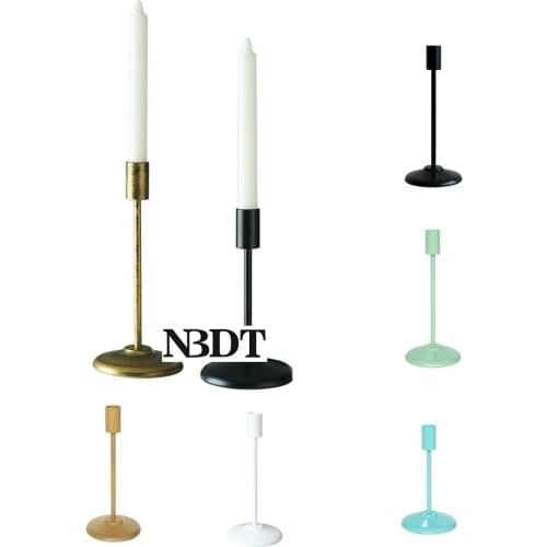 2Pcs/Lot Europe Stick Candle Single Stand Holder Wedding Table Decorative Candlestick Silver Black Bronze White Green Champagne