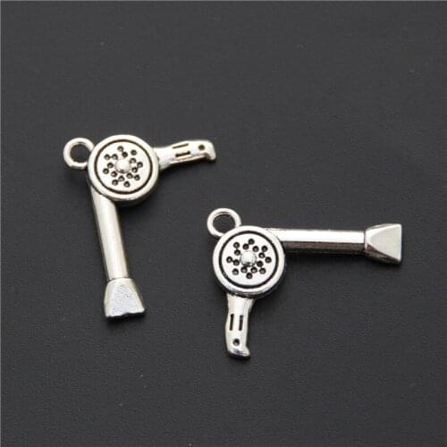 25pcs Silver Color Blower Charms Hair Drier Pendant Jewelry Finding A2501