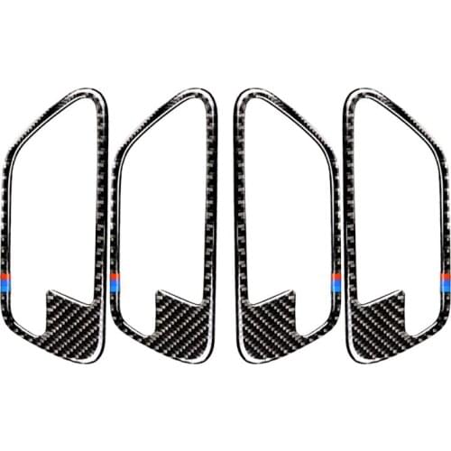 4pcs Carbon Fiber M Stripe Door Handle Trim Bowl Stickers for BMW F30 F34 3GT 18