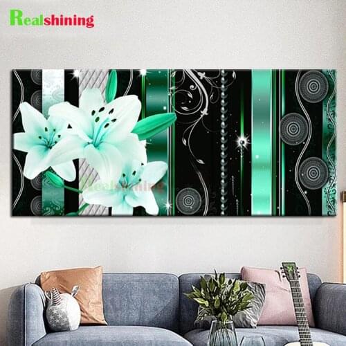 5d Diy Diamond painting White Lily Green diamond mosaic cross stitch embroidery diamond round square Drill Flower Home art,N2074