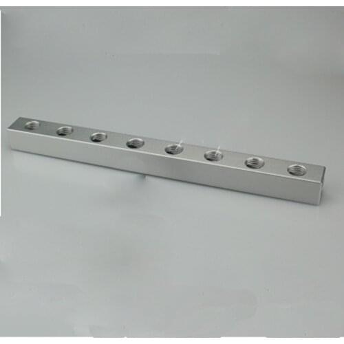 Aluminum 20x20mm 1/4" BSP Female 8 Way 11 Port Pneumatic Fitting Manifold Block Splitter
