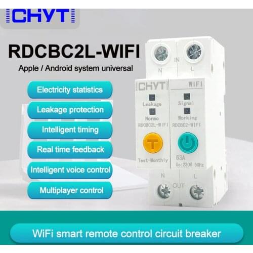 2P Din Rail WIFI Smart Energy Meter Power Consumption kWh Meter Circuit Breaker Time Timer Switch Relay Voltmeter for Smart Home