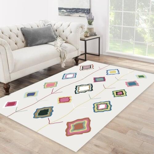 White color tree branch quadrangular patterned carpet modern carpet living room bedroom rug free shipping soft textured carpet