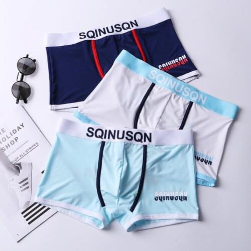 Boxer mens underwear men Ice silk underpants male pure men panties shorts underwear boxer shorts Sexy Stripe cuecas