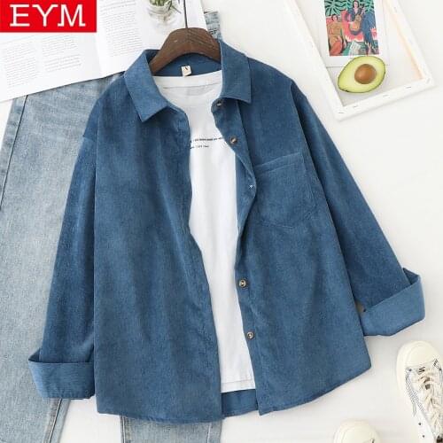 Brand Exquisite Corduroy Shirt Women 2021 New Young Style Lady Loose Casual Long Sleeve Blouses and Tops Ladies Blouse Clothes