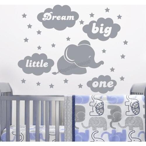 Quote wall decal kids room decor dream big little one elephant Wall Sticker quote for Kids baby room decor dream big decal B052
