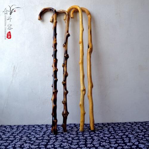 Wood wooden stick slip head cane One old wood retro nature rattan cane Fujiki Fujizu wooden stick slip massage