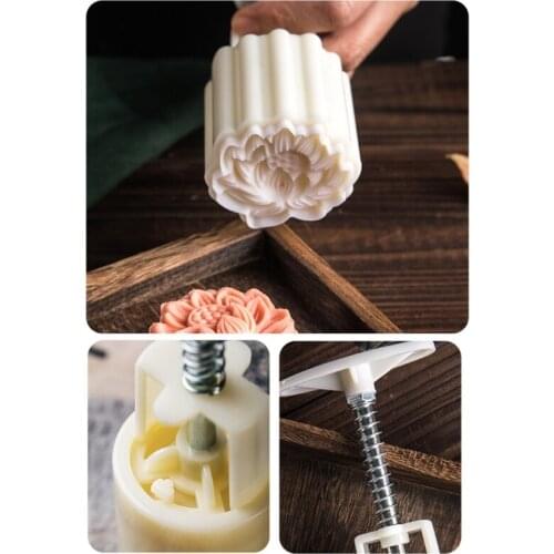 M68E Mooncake Mold Mid-Autumn Festival Hand-Pressure Flower Moon Cake Mould 125/150g DIY Decoration Mooncake Press Molds