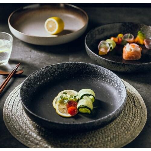 High-end Japanese Plate Large Round 10 Inch Household Ceramic Plate Flat Plate Rice Plate Dinner Plate Hotel Custom