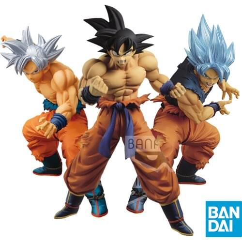 20-25cm BANDAI Dragon Ball Super Saiyan Son Goku MAXIMATIC Silver Blue Black Hair PVC Anime Figura Model Collection Kids Toys