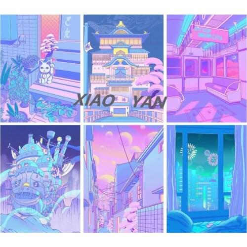 5d Diy Full Round / Square Diamond Painting Colorful Wall Art Handmade Picture Street View Cat Home Decal Christmas Gift